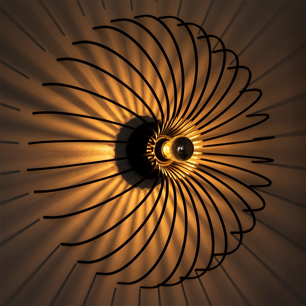 Aspendos Large Metal Semi-Flush Wall Light in Black