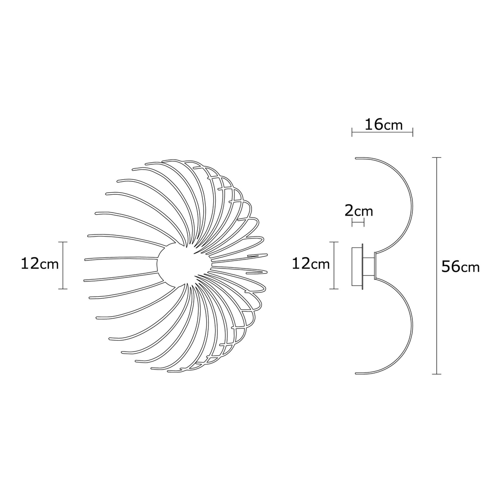 Aspendos Large Metal Semi-Flush Wall Light in Black