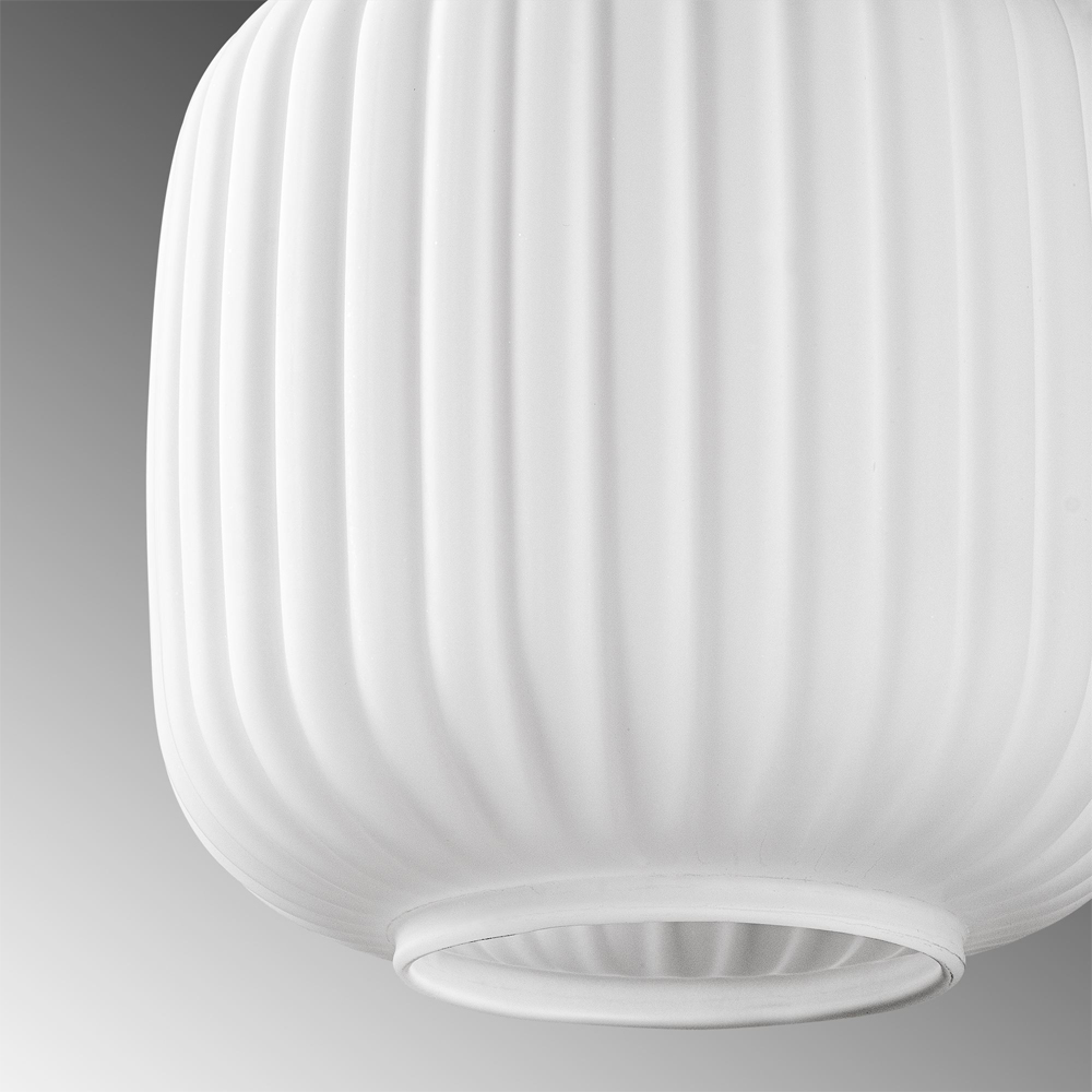 Asker Metal Cylindrical Ribbed Glass Pendant Light in Black and White