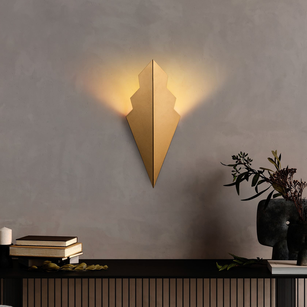 Arrow Metal Diamond-Shaped Wall Light in Gold