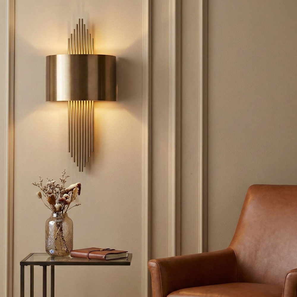 Alvion Metal Geometric Wall Light in Vintage