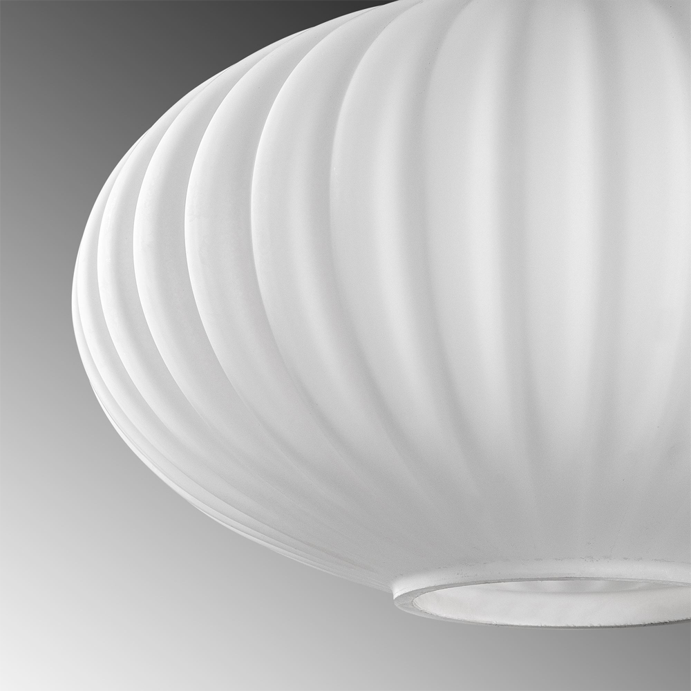 Asker Metal Oval Ribbed Glass Pendant Light in Black and White