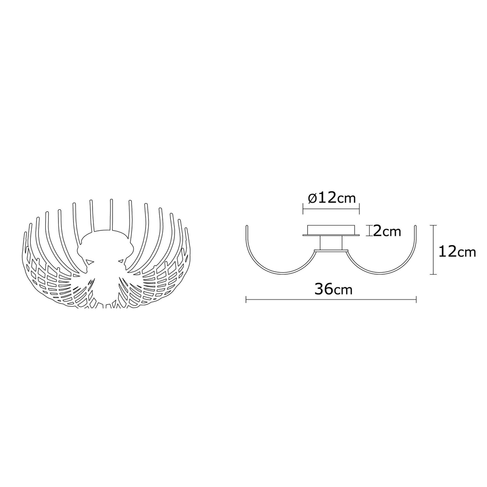 Aspendos Small Metal Semi-Flush Ceiling Light in Black