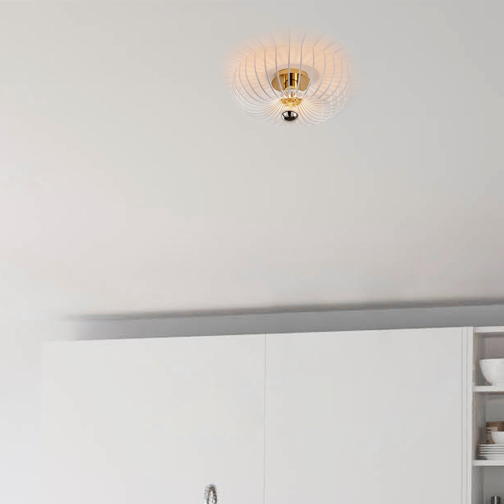 Aspendos Small Metal Semi-Flush Ceiling Light in White