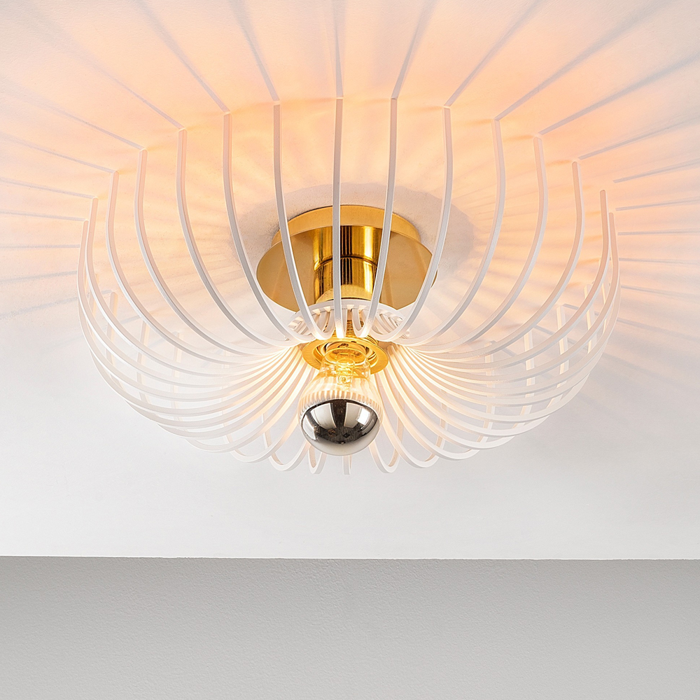 Aspendos Small Metal Semi-Flush Ceiling Light in White