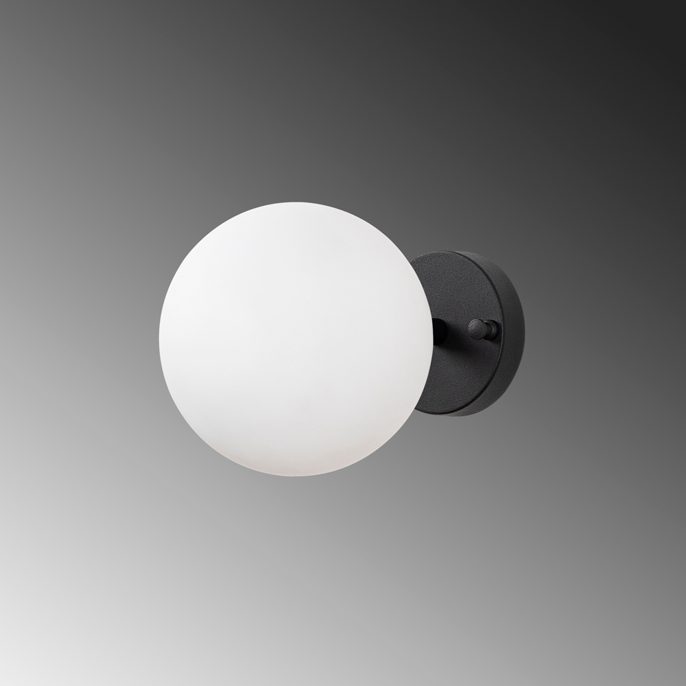 Atmaca White Glass Wall Light in Black and Cream