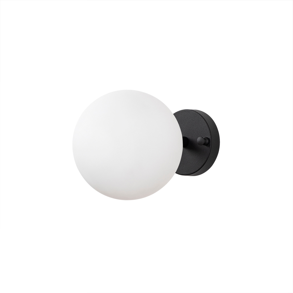 Atmaca White Glass Wall Light in Black and Cream