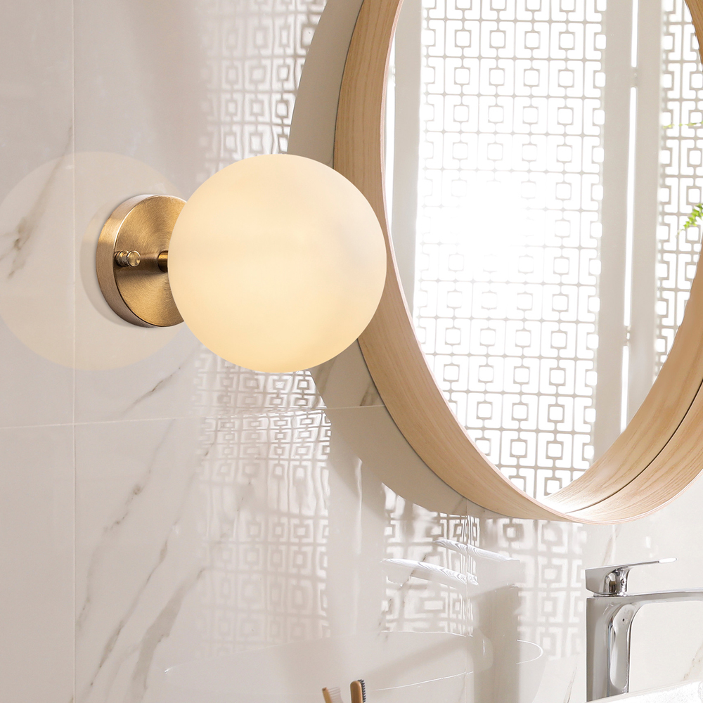 Atmaca White Glass Wall Light in Vintage and Cream