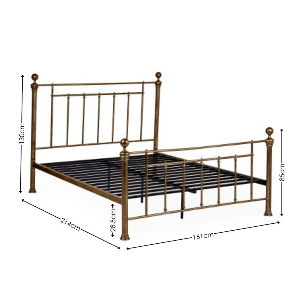 Alvoro Metal King Size Bed in Gold