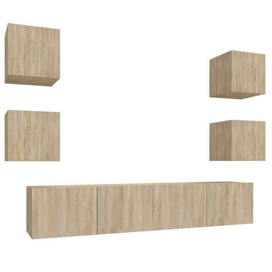 Alyson Wooden Living Room Furniture Set In Sonoma Oak