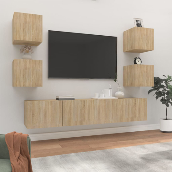 Product photograph of Alyson Wooden Living Room Furniture Set In Sonoma Oak from Furniture in Fashion