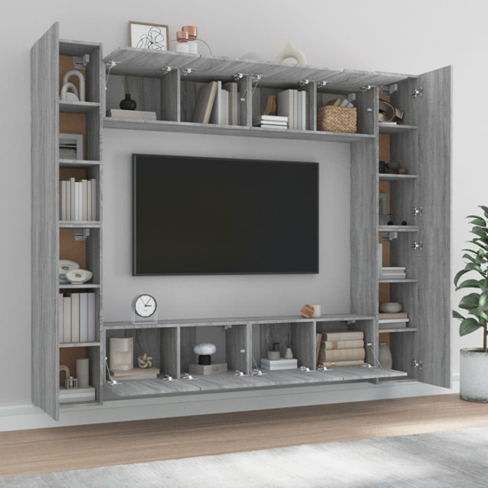 Alytzia Wooden Living Room Furniture Set In Grey Sonoma Oak