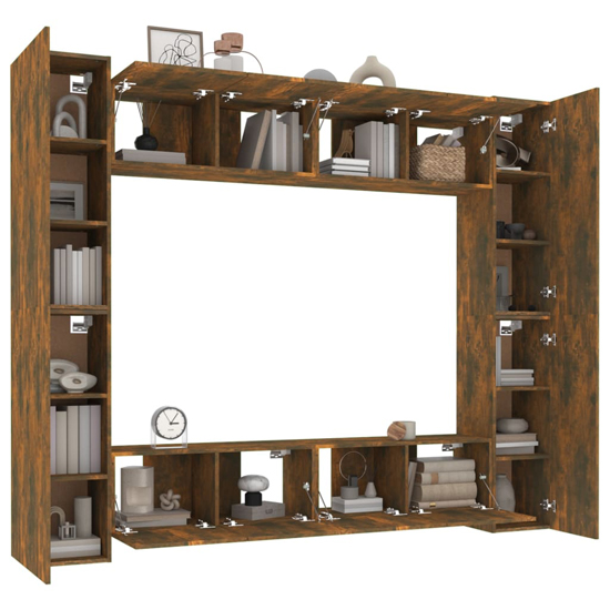 Alytzia Wooden Living Room Furniture Set In Smoked Oak