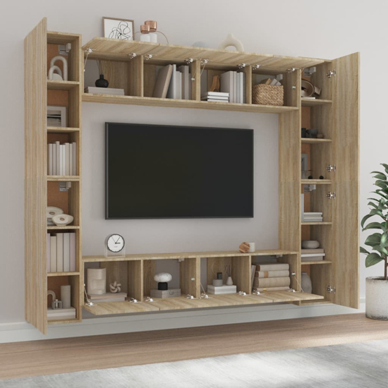 Alytzia Wooden Living Room Furniture Set In Sonoma Oak