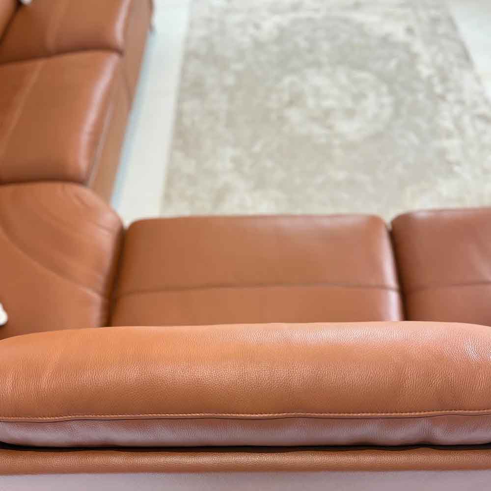 Alzaro Leather Electric Recliner Corner Sofa in Tan