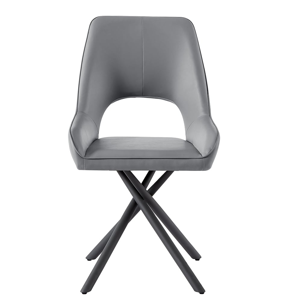 Amaari Grey PU leather Dining Chairs with Anthracite Legs In Pair