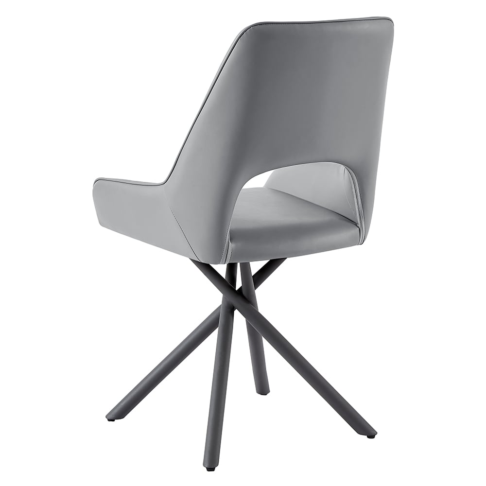 Amaari Grey PU leather Dining Chairs with Anthracite Legs In Pair