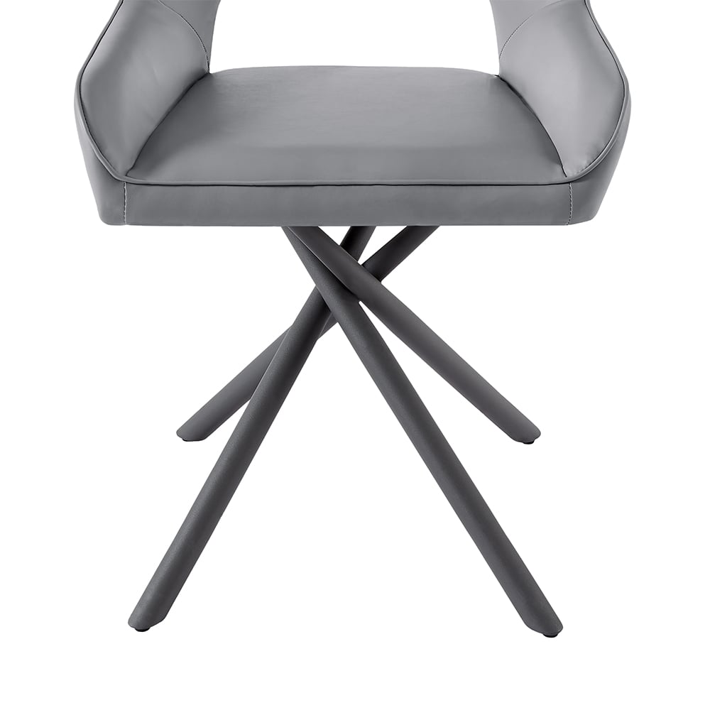 Amaari Grey PU leather Dining Chairs with Anthracite Legs In Pair
