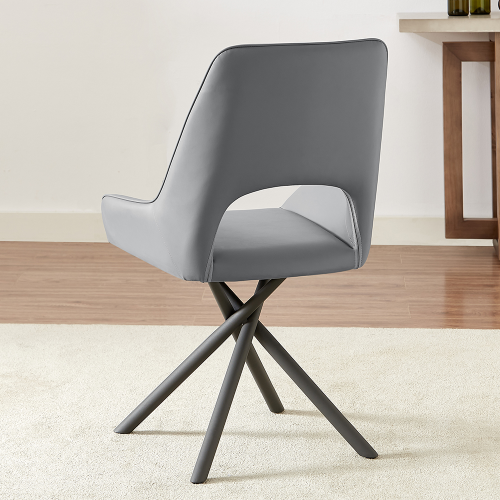 Amaari PU leather Dining Chair with Anthracite Legs In Grey