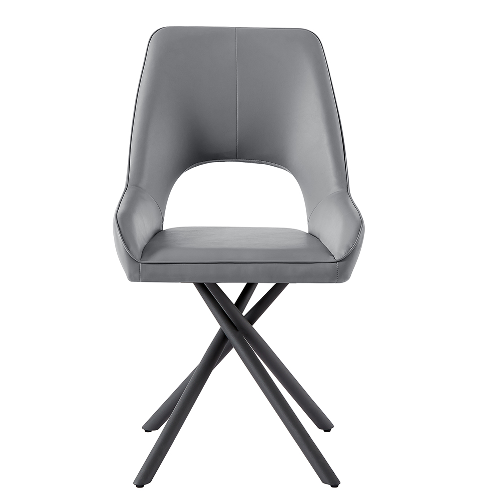 Amaari PU leather Dining Chair with Anthracite Legs In Grey