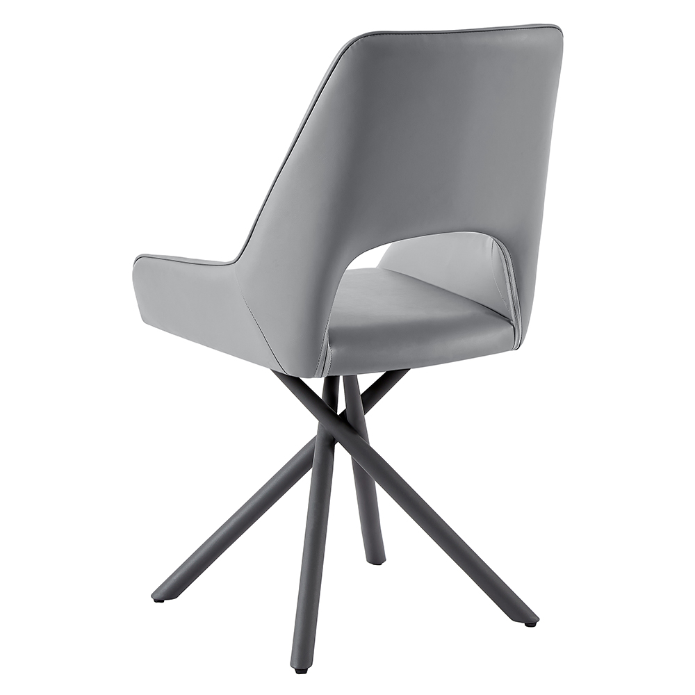 Amaari PU leather Dining Chair with Anthracite Legs In Grey