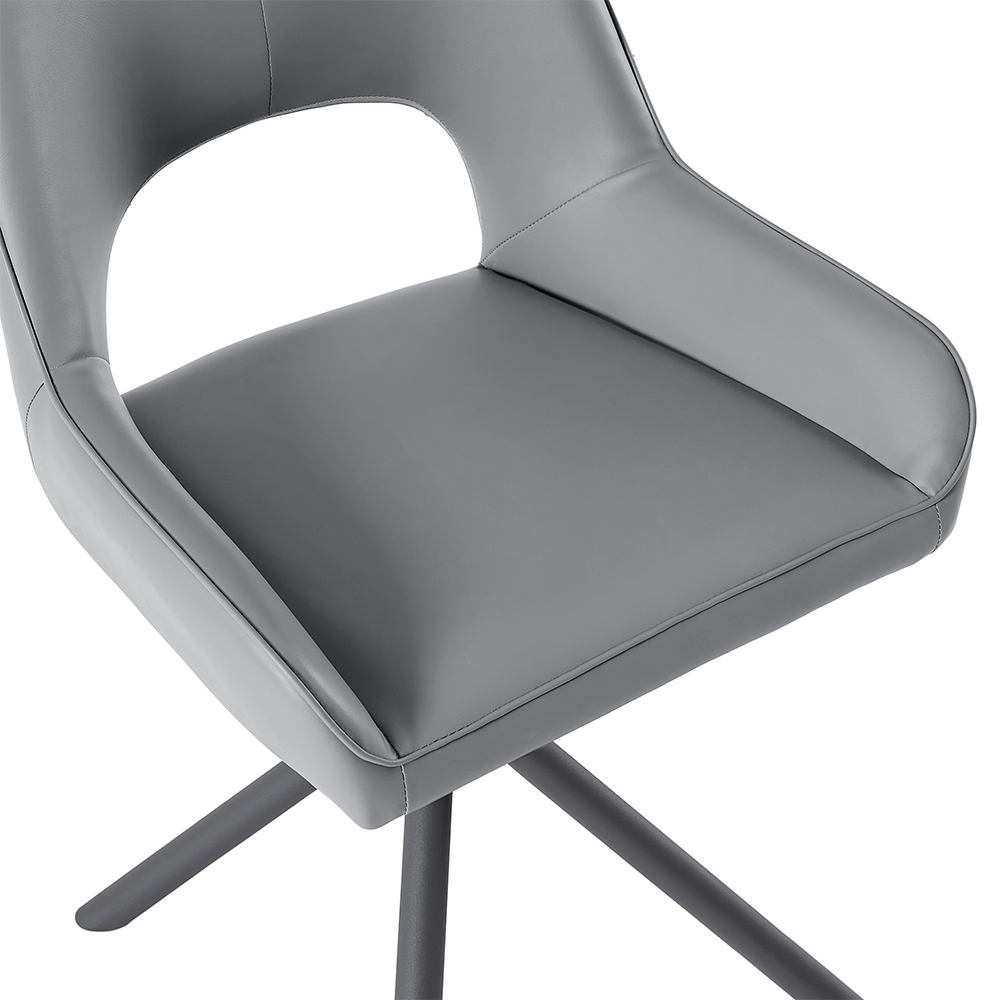 Amaari PU leather Dining Chair with Anthracite Legs In Grey