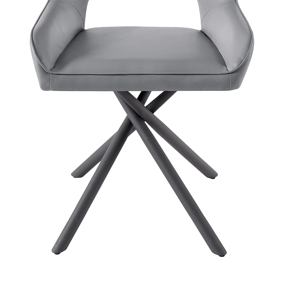 Amaari PU leather Dining Chair with Anthracite Legs In Grey