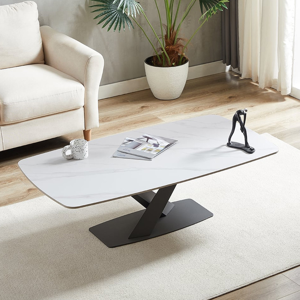Amaari Sintered Stone Coffee Table With Anthracite Base