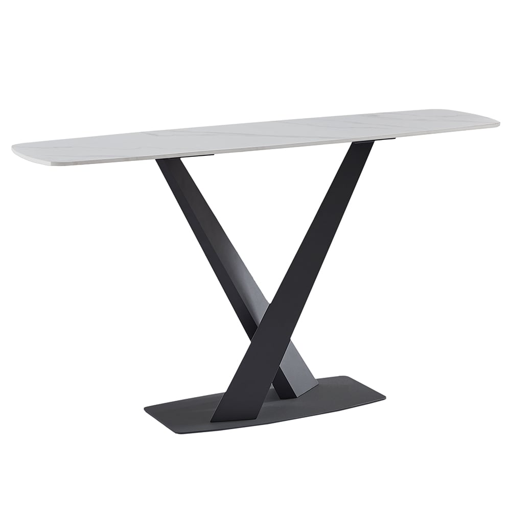 Amaari Sintered Stone Console Table With Anthracite Base