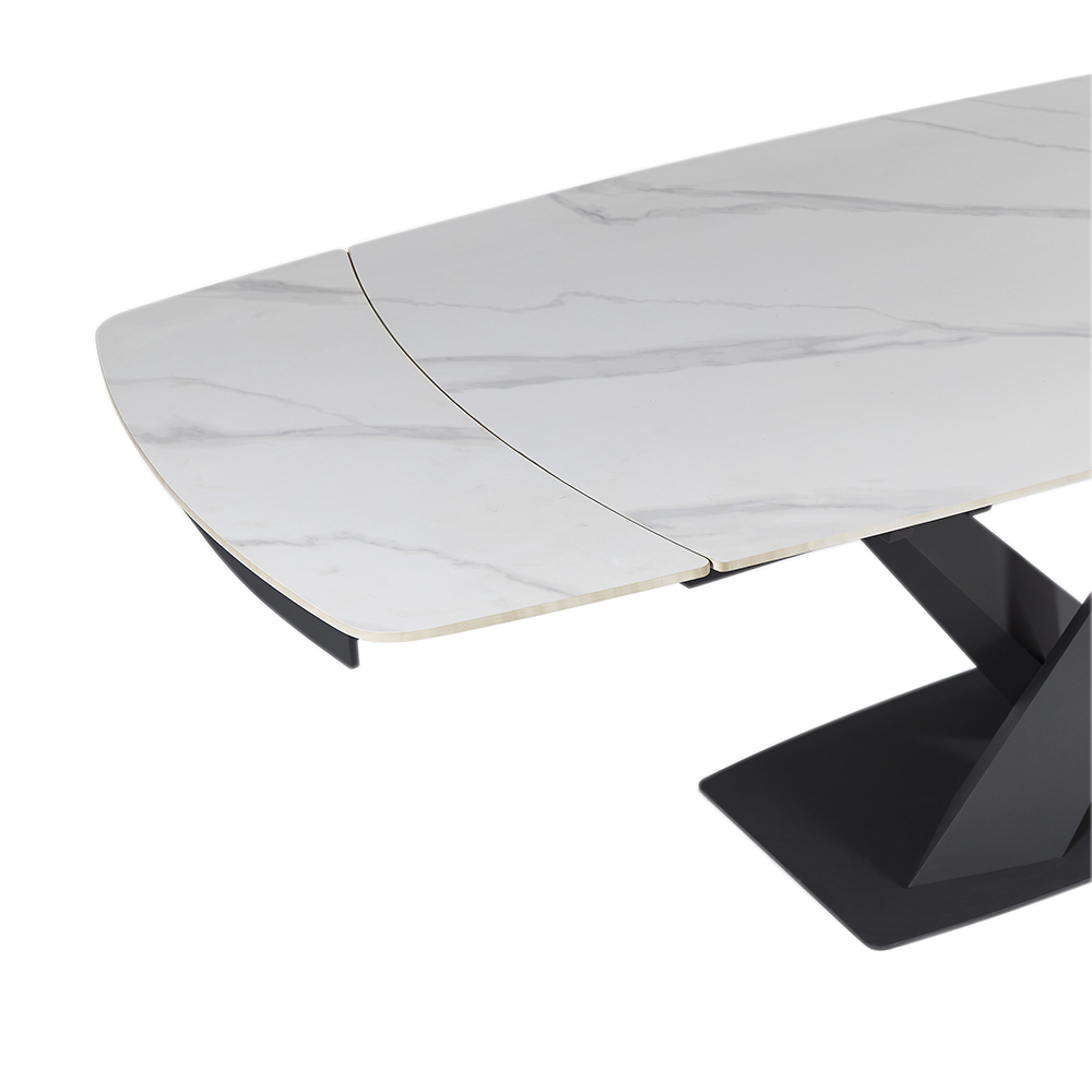 Amaari Sintered Stone Extending Dining Table With Anthracite Base