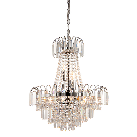 Amadis 6 Lights Glass Droplets Ceiling Pendant Light In Chrome