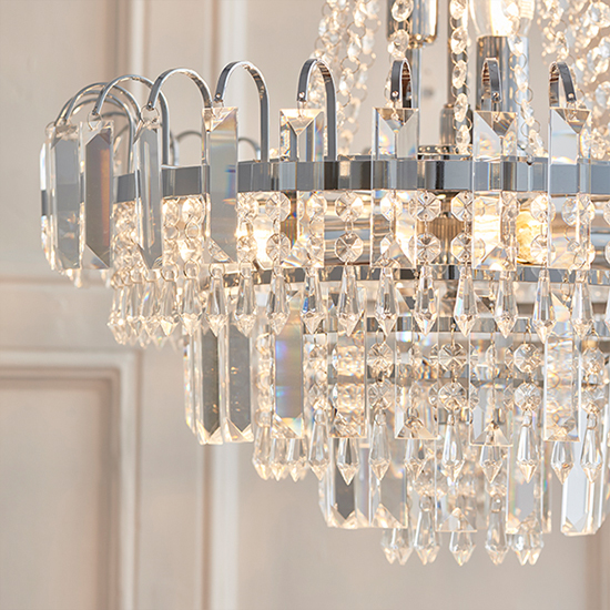 Amadis 6 Lights Glass Droplets Ceiling Pendant Light In Chrome