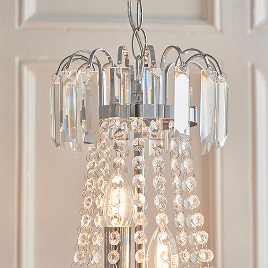 Amadis 6 Lights Glass Droplets Ceiling Pendant Light In Chrome