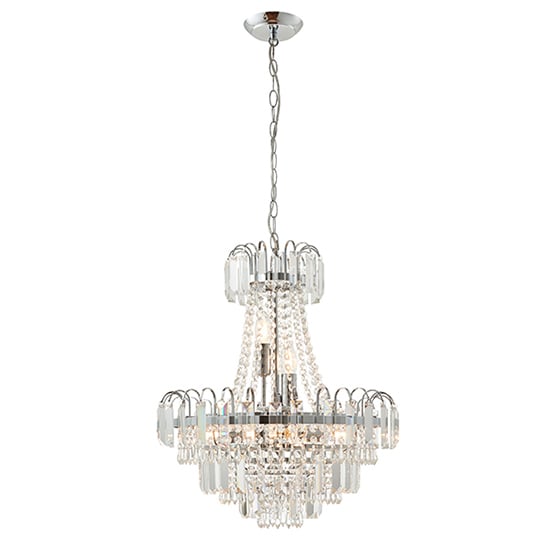 Amadis 6 Lights Glass Droplets Ceiling Pendant Light In Chrome