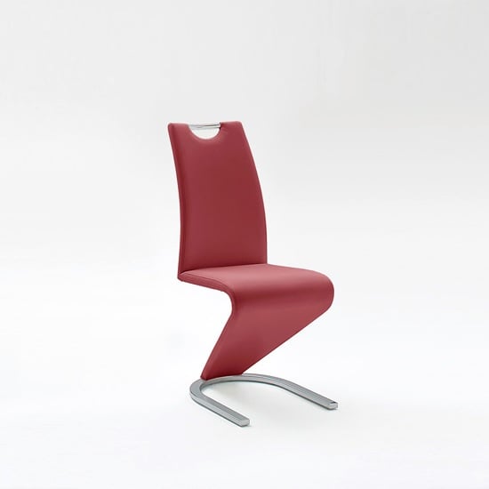 Product photograph of Amado Dining Chair In Bordeaux Faux Leather With Chrome Base from Furniture in Fashion