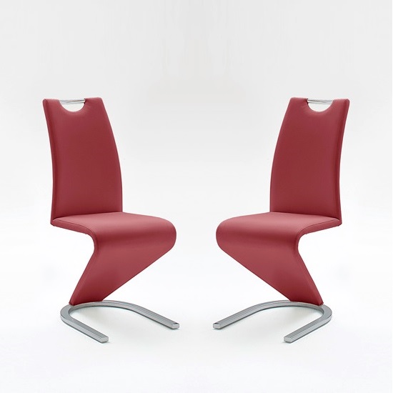 Photo of Amado dining chair in bordeaux faux leather in a pair