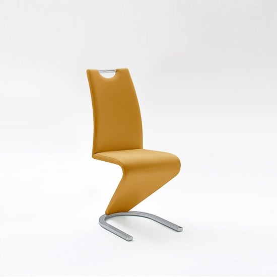 Read more about Amado dining chair in curry faux leather with chrome base