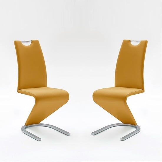 Amado Dining Chair In Curry Faux Leather In A Pair