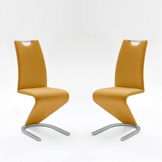 Read more about Amado dining chair in curry faux leather in a pair