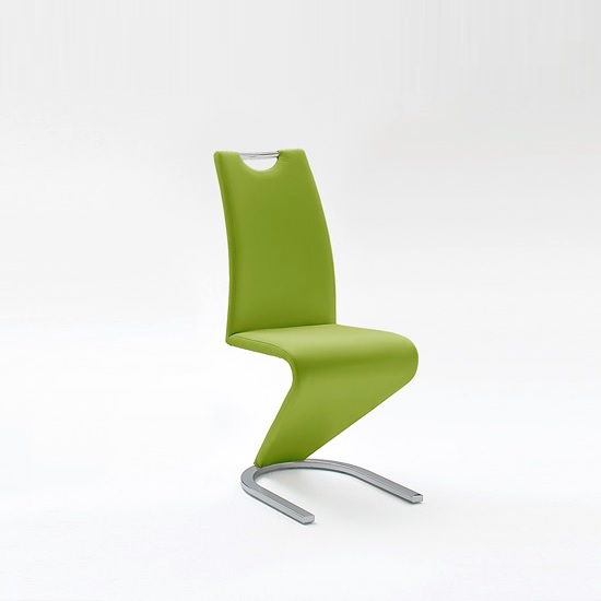 Read more about Amado dining chair in lime faux leather with chrome base