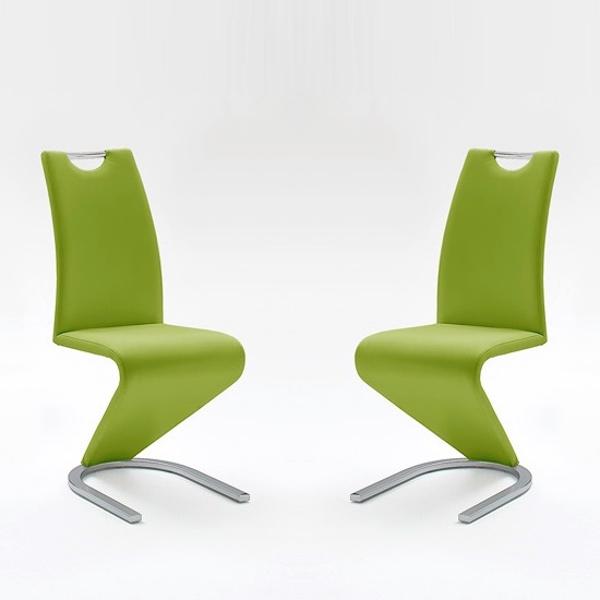 Amado Dining Chair In Lime Faux Leather In A Pair