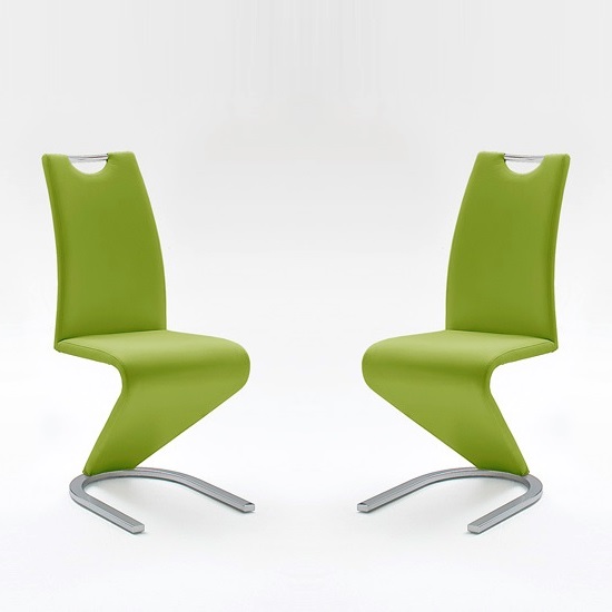 Read more about Amado dining chair in lime faux leather in a pair