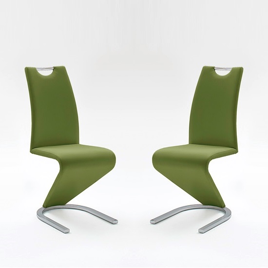 Amado Dining Chair In Olive Faux Leather In A Pair