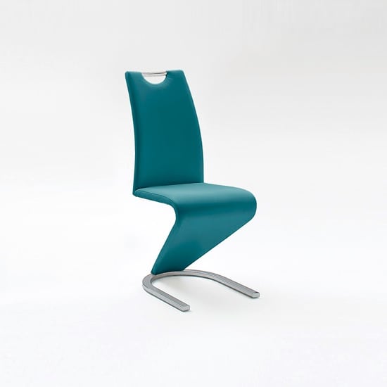 Read more about Amado dining chair in petrol faux leather with chrome base