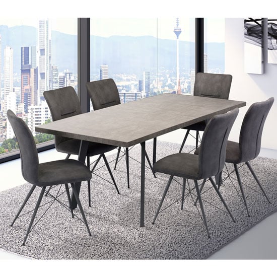 Product photograph of Amalki Extending Dining Set In Grey With 6 Amalki Chairs from Furniture in Fashion
