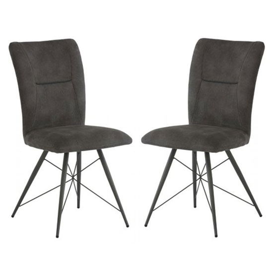 Product photograph of Amalki Grey Fabric Dining Chair In A Pair from Furniture in Fashion