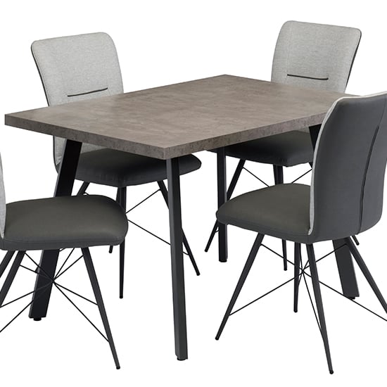 Amalki Wooden Dining Table In Cement Effect