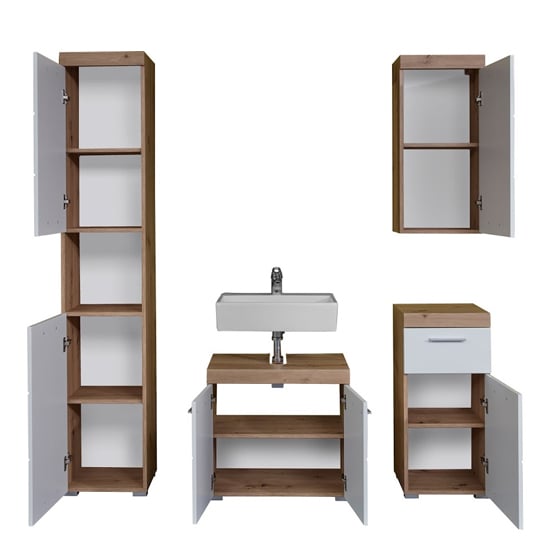 Amanda Bathroom LED Furniture Set In Knotty Oak And White_2