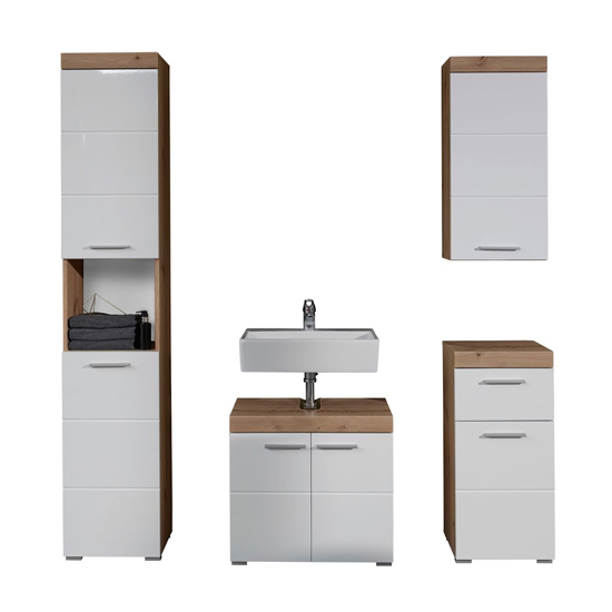 Product photograph of Amanda Bathroom Led Furniture Set In Knotty Oak And White from Furniture in Fashion