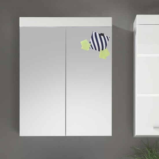 Amanda LED Bathroom Mirrored In White High Gloss Furniture in Fashion